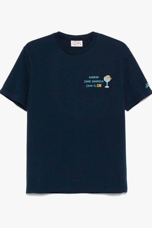 Saint Barth Portofino Uomo T-shirt Blu Motivo Gin