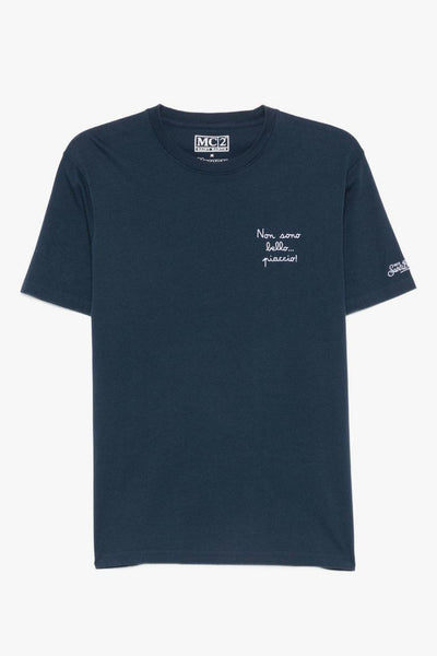 Saint Barth T-shirt Non Sono Bello Piaccio Uomo Blu