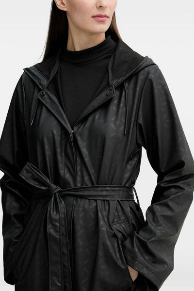 Giubbotto Nero Donna con Cappuccio e Cintura