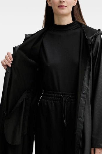 Giubbotto Nero Donna con Cappuccio e Cintura - 3