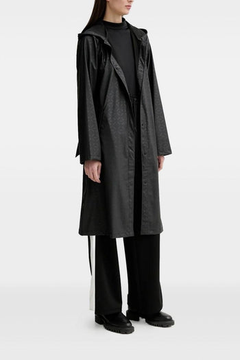 Giubbotto Nero Donna con Cappuccio e Cintura - 4