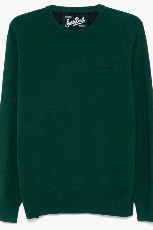 Saint Barth Maglia Verde Uomo Micro Ricamo Logo