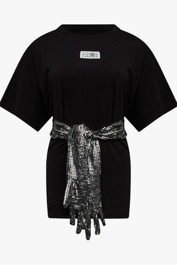 T-Shirt Nero Donna Paillettes - 5