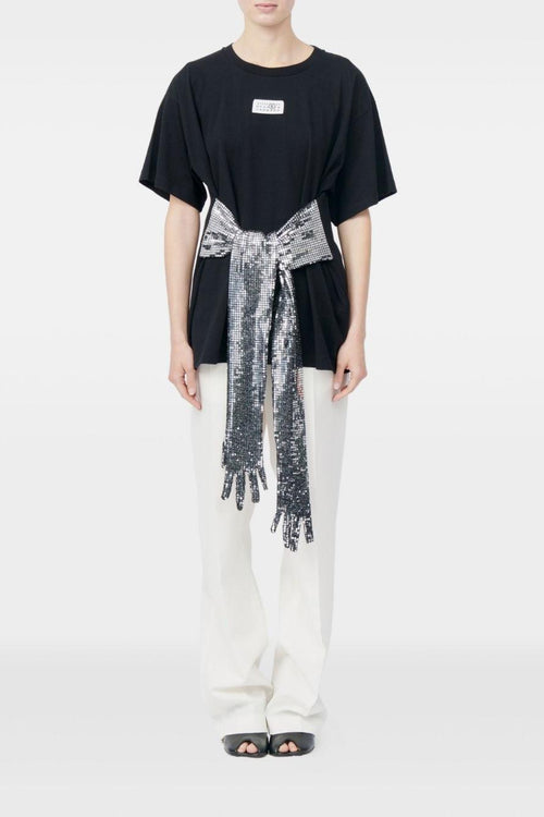 T-Shirt Nero Donna Paillettes