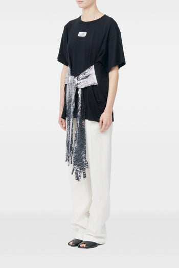 T-Shirt Nero Donna Paillettes - 2
