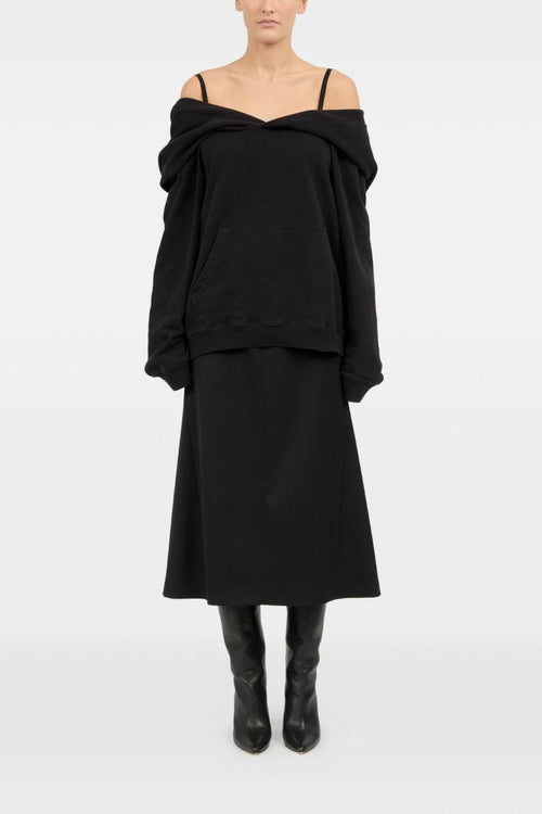 Donna Felpa Nero Spalle Scoperte