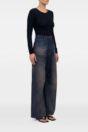 Jeans Gamba Ampia Donna Blu - 3