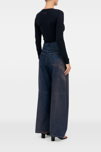 Jeans Gamba Ampia Donna Blu - 4