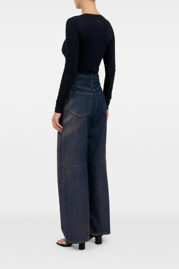 Jeans Gamba Ampia Donna Blu - 5