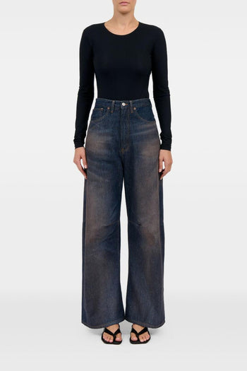 Jeans Gamba Ampia Donna Blu - 6