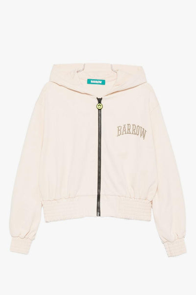 Felpa con Zip Donna Crema