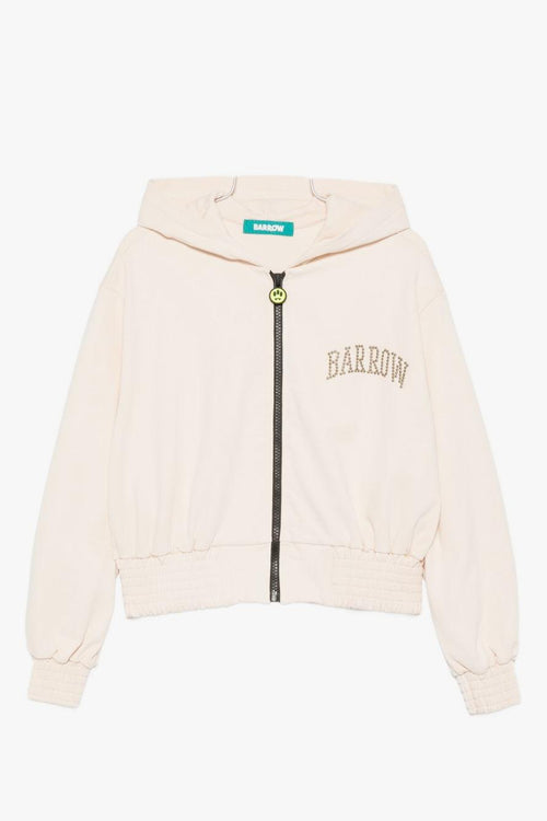 Felpa con Zip Donna Crema