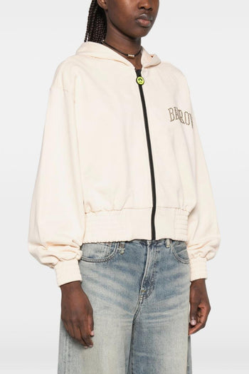 Felpa con Zip Donna Crema - 4