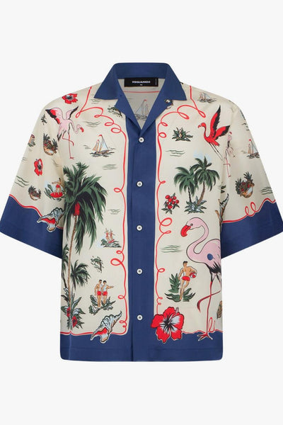 2 Camicia Fenicotteri Uomo Multicolor