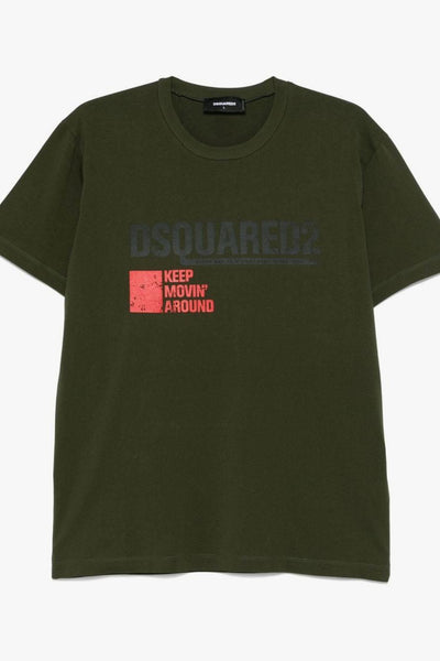 2 T-shirt Verde Uomo Logo Keep Movin Around