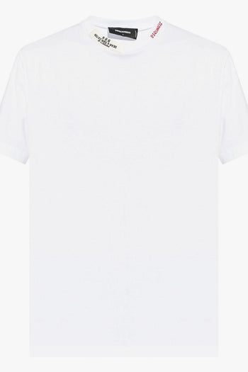 2 T-shirt Bianco Uomo Ricamo Scollo - 5