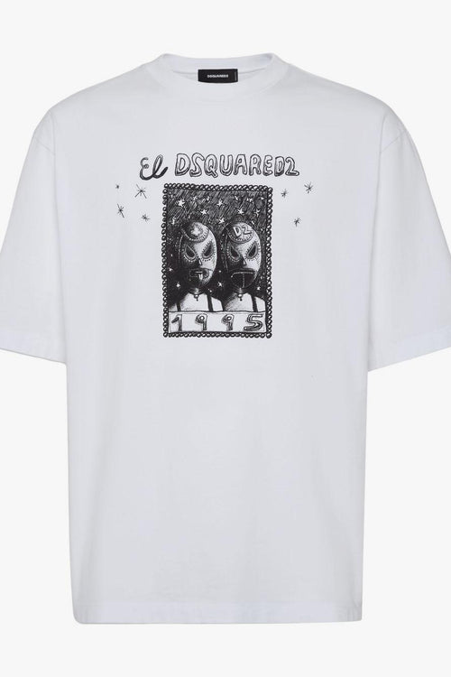 2 Uomo T-shirt Bianco Stampa Logo 1995