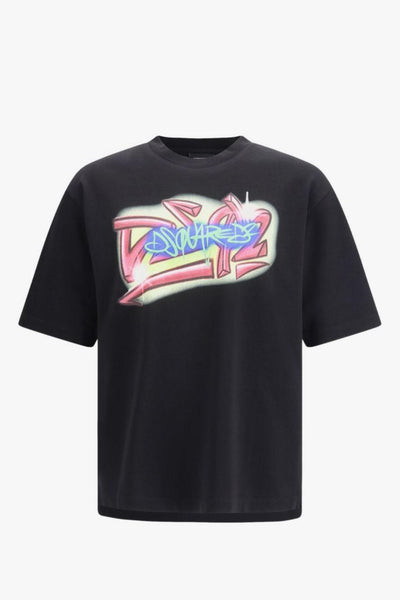 2 T-shirt Nero Uomo Stampa Logo