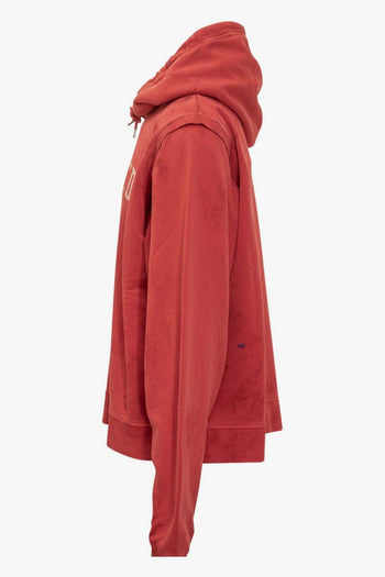 2 Felpa Rosso Uomo Cappuccio Logo Vissuto - 2