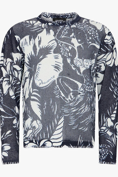 2 Maglia Blu-Bianco Uomo Floreale