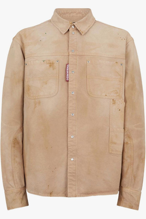 2 Camicia Beige Uomo Effetto Sbiadito