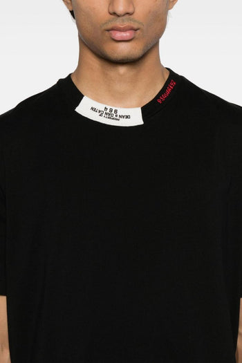 2 T-shirt Nero Uomo Ricamo Logo Scollo - 3