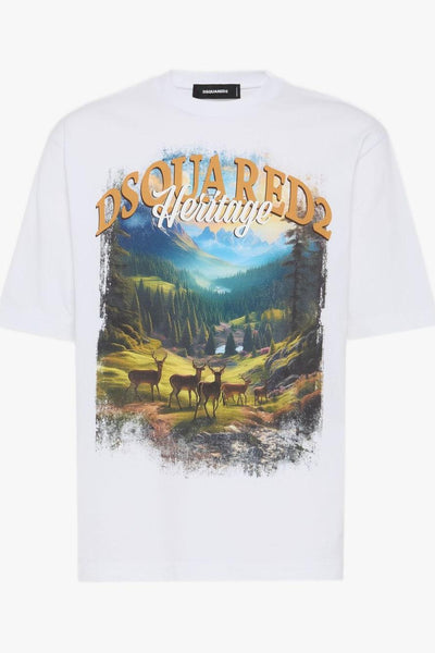 2 T-Shirt Bianco Uomo Stampa Heritage