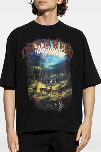 2 T-Shirt Nero Uomo Stampa Heritage - 5