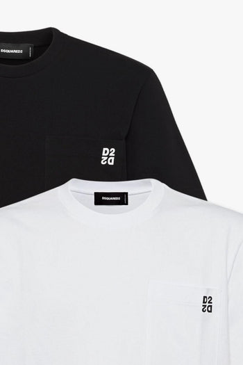 2 T-Shirt Bianco-Nero Uomo Set da Due Pezzi - 2