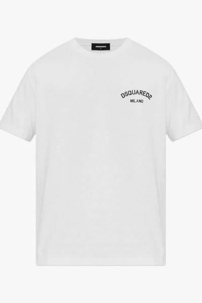 2 T-Shirt Bianco Uomo Stampa Logo Milano