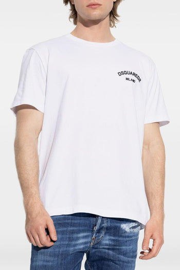 2 T-Shirt Bianco Uomo Stampa Logo Milano - 2