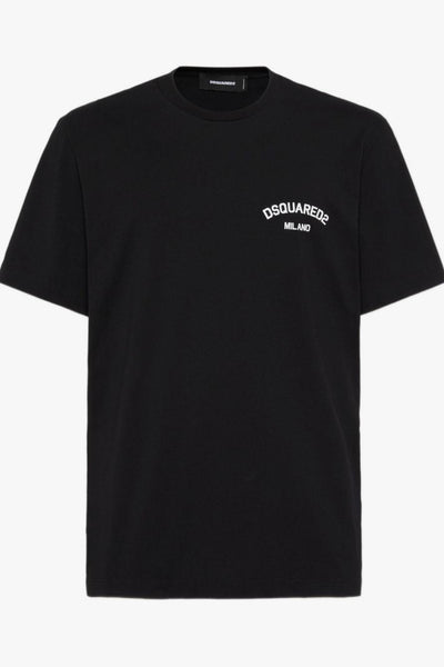 2 T-Shirt Nero Uomo Stampa Logo Milano