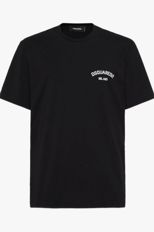 2 T-Shirt Nero Uomo Stampa Logo Milano