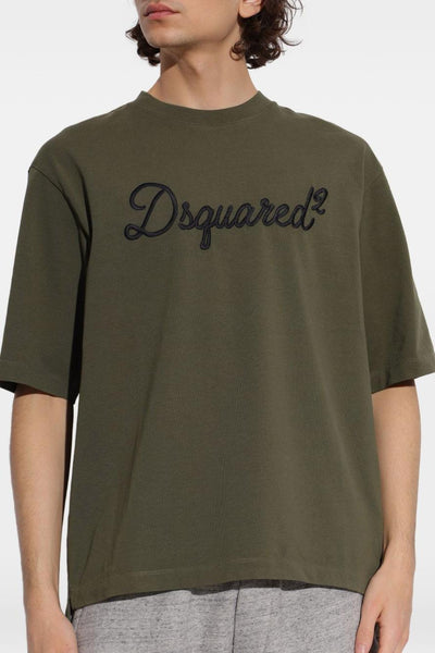 2 T-shirt Verde Uomo Ricamo Logo