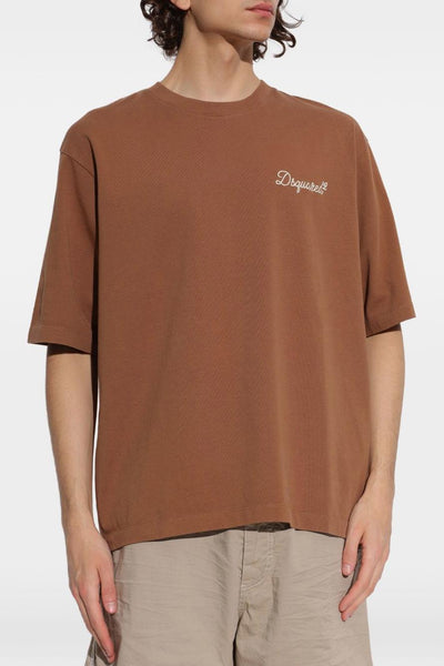 2 T-shirt Marrone Uomo Logo Ricamato