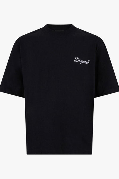 2 T-shirt Nero Uomo Ricamo Logo