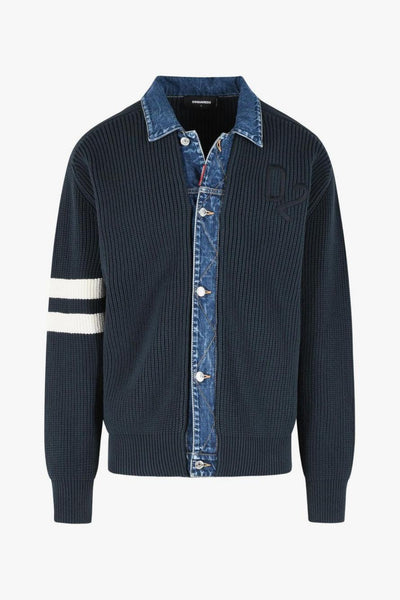 2 Cardigan Blu Uomo Colletto Denim