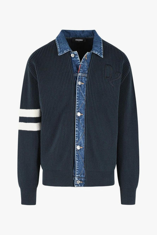 2 Cardigan Blu Uomo Colletto Denim