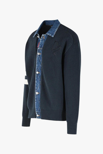 2 Cardigan Blu Uomo Colletto Denim - 2
