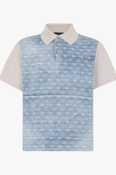 2 Polo Monogramma Uomo Bianco-Celeste