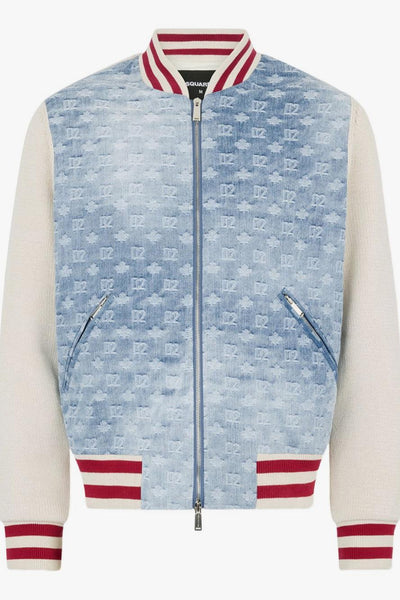 2 Giubbotto Celeste Uomo Logo Monogramma