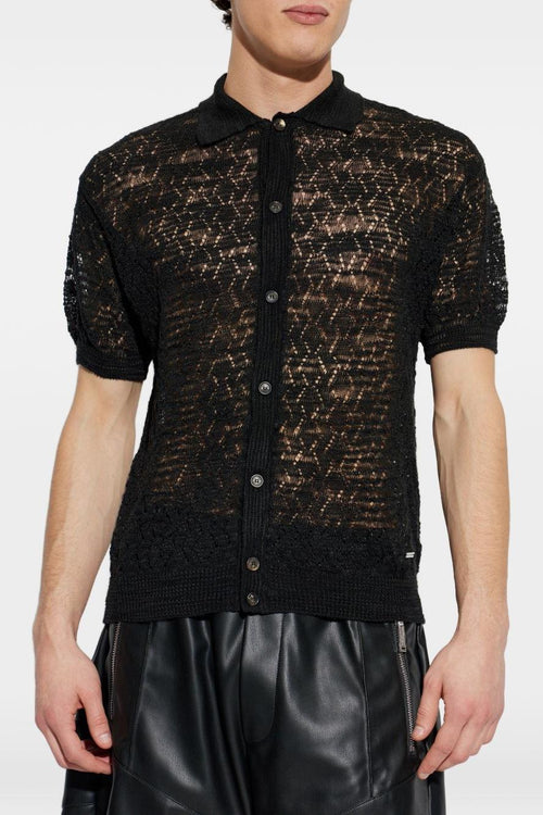 2 Camicia Nero Uomo Traforata