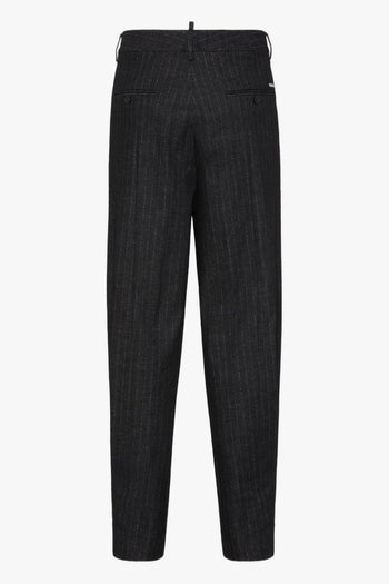 2 Pantalone Nero Uomo Gessato - 2