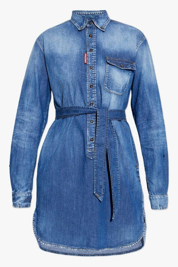 2 Abito-Camicia Blu Donna con Bottoni - 5