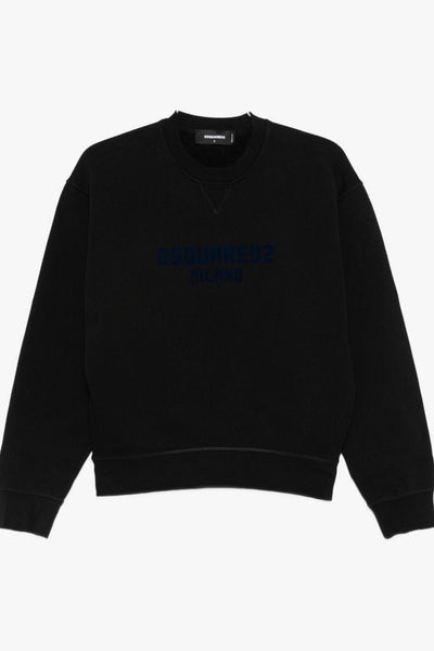 2 Felpa Nero Donna Stampa Logo Blu