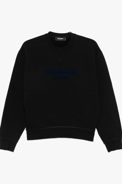 2 Felpa Nero Donna Stampa Logo Blu