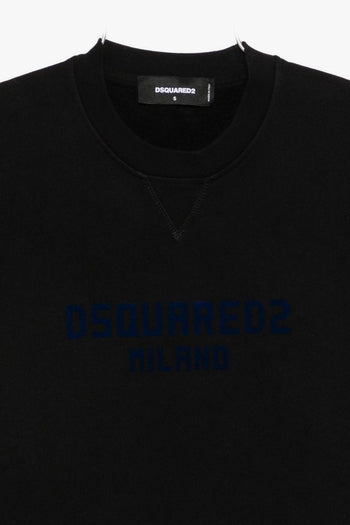 2 Felpa Nero Donna Stampa Logo Blu - 2