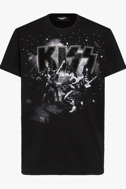 2 T-shirt Nero Uomo Kiss Strass