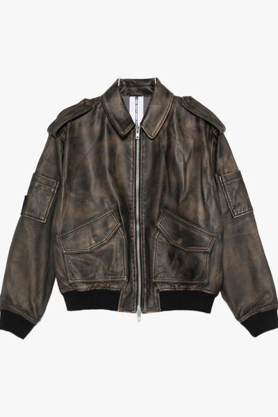 6644 Giubbino Marrone e Nero Donna in Pelle