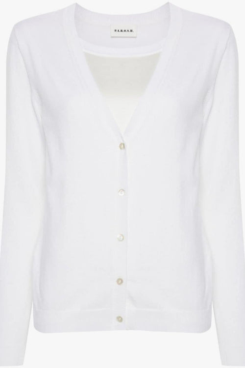 Cardigan Bianco Donna a coste